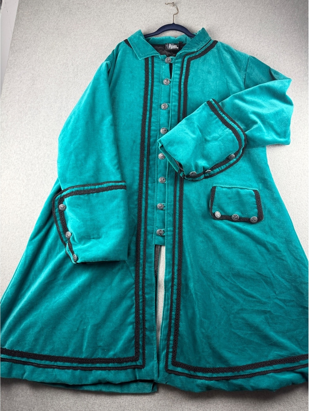 The Pirate Dressing XXL Teal Velvet Pirate Frock Coat Renaissance Steampunk